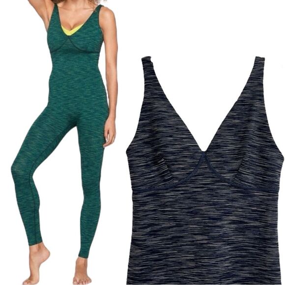 Outdoor Voices Blue Grey Freeform Unitard Jumpsuit, size XS. Tank Workout Onesie - Picture 1 of 12